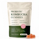 Jevawell Probiotic Kombucha Gummies | Prebiotics, Probiotics, Postbiotics | Slippery Elm Bark, Dandelion Root, Soluble Fiber, Mct Oil | Bloating, Gut Health | 60 Gummies