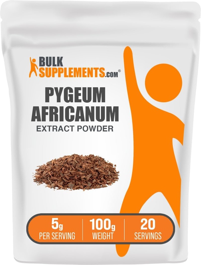 BulkSupplements.com Pygeum Africanum Extract Powder - van Pygeum Bark, voedingssupplement - Glutenvrij - 5g per portie, 100g (3,5 oz) (verpakking van 1)