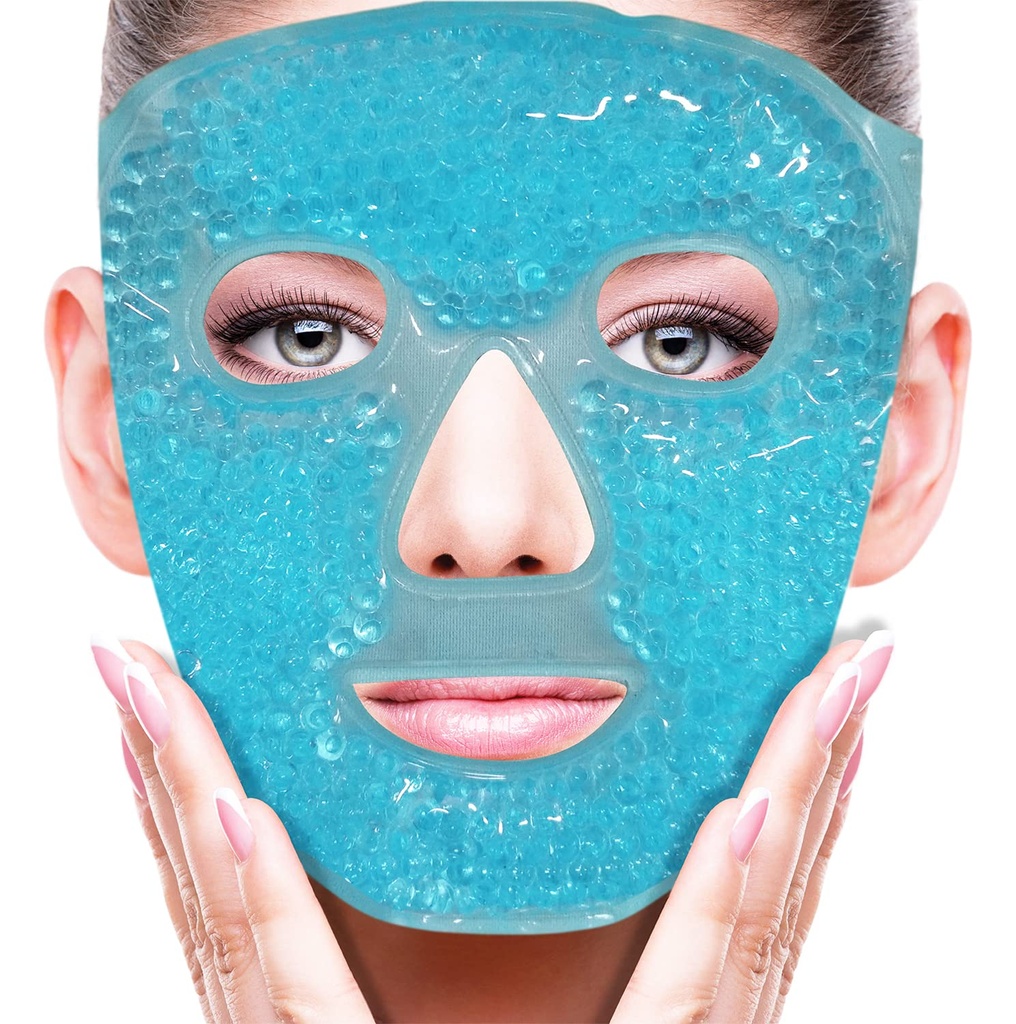 ZNÖCUETÖD Cold Face Eye Mask Ice Pack Reduce Facial Puff, Dark Cirkels, Gel Kralen Heet Heat Koude Compress Pack, Gezicht SPA voor Vrouw slapen, Druk, Hoofdpijn, Huidverzorging, Post Laser Care[Blauw]