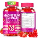 Magnesium Glycinate Gummies 600mg, Kauwbare suikervrije Kalium Magnesium Gummies met Magnesium Glycinate, Vitamine D, B6 en CoQ10 voor Slaap, Ontspannen, Hersenen en Spier, 60 Days Supply