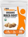 BulkSupplements.com Organic Maca Root Extract Powder - Organic Maca Powder, Nutritional Supplement - Vegan & Gluten Free, 1.8g of per Serving, 1kg (2.2 lbs) (Pack of 1)