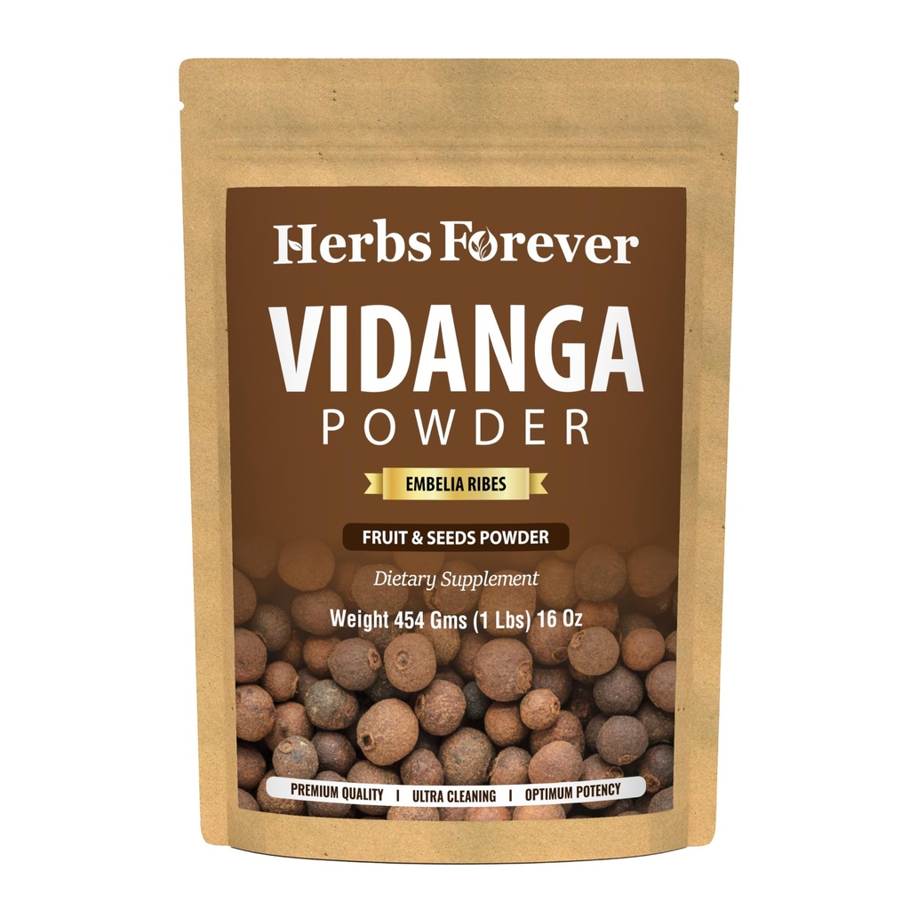 HerbsForever Vidanga(Embelia Ribes) Powder(Fruit & Seed)-Microbeal & Lymphatic Detox,Support Gut Health, Blood Purification- Wild & Nautral Ayurvedic Herb | Non GMO,2X Potency,Ultra Clean |16oz-1LBS