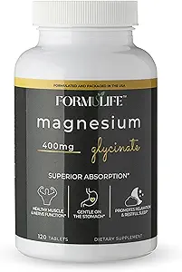 Magnesium Glycinate 400 mg - 120 tabletten - Hoge Absorptie, Mag Supplement voor benen krampen, Ease Muscles, Hart, Kalm, Ondersteuning Stress, Bone & Nerve Health, Magnesium Supplement, Made in USA, Vegan