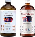 LIQUIDHEALTH Calcium et magnésium et neurologiques suppléments de vitamine liquide nootropique pour adultes - Soutien os et tissus santé, améliorer la mémoire, la concentration et la concentration - végétalien, non-OGM, États-Unis Fabriqué