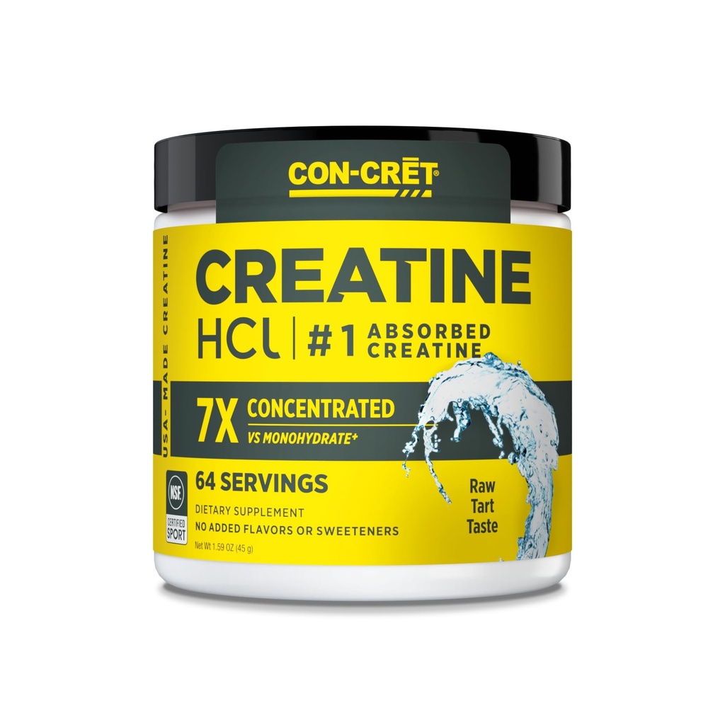 CON-CRET Creatine HCl Powder (en anglais seulement) Muscle, Cognitive, Cellular Energy Support (en anglais seulement) Pas de ballonnement ou de crampes (en anglais seulement) USA Made & NSF Certified (64 Servant)