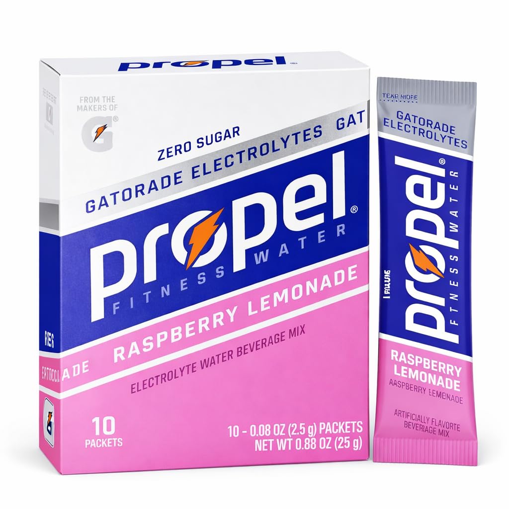 Propel Zero Sugar Electrolyte Powder Packets, 10 Count Raspberry Lemonade Flavor in STAW Box