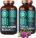 WILD BRANDSTOF Histamine Bloksupplementen en TUDCA met Milk Thistle Cleanse en Detox Bundle