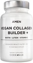Amen Plant-Based Vegan Collagen Builder Supplement - Biologische Whole Foods, Lutein, Vitamine C, Biotin, Lysine, Proline Collageen Boosters - Biologische Cranberry, Citroen, Aardbei - Eenmaal per dag - 30 Capsules