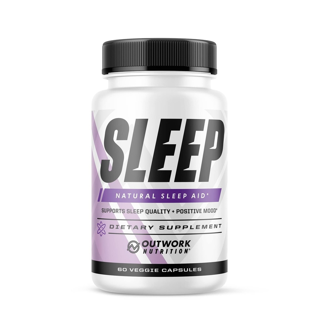 Outwork Nutrition Slaaphulp - Natuurlijke Melatonine, L-Theanine, Saffron Extract - Slaapsupplementen voor volwassenen - Verhoogt de slaapkwaliteit en de tijd, verbetert positieve Mood - 60 Veg Capsules (niet Gummies)