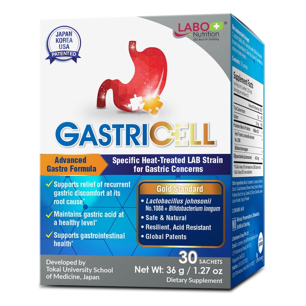 LABO Nutrition GASTRICELL - Acid Reflux, Heartburn, terugkerende Gastric Discomfort, Natuurlijke verdediging tegen Gastric Distress 30 sachets