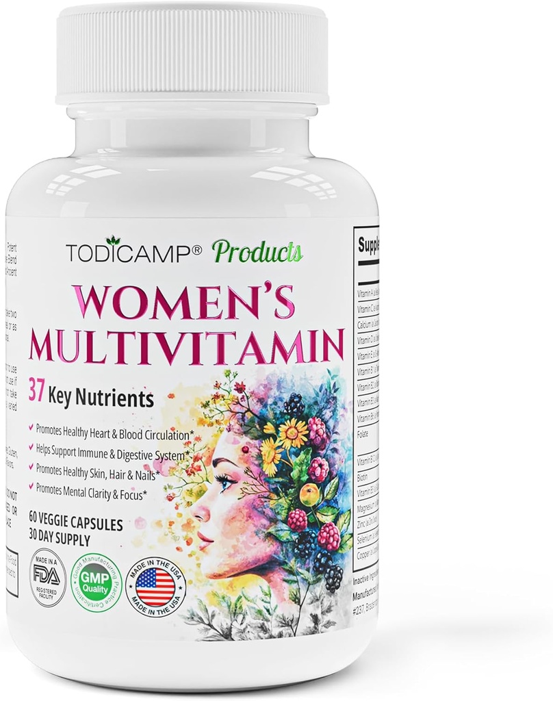Multivitamine & Mineral Complex voor vrouwen met plantaardige extracten - Hair Skin and Nails Vitamins - Foundational Multivitamine for Women - 30 Day Supply