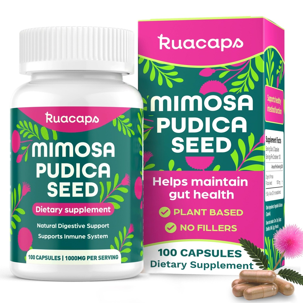Mimosa Pudica Seed Capsules 1000mg – Natural Digestive Support – Gluten-Free, Non-GMO – 100 Caps – Plant-Based Supplement