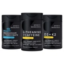 Sportonderzoek Magtein Magnesium L-Threonate Capsules (2000mg, 90 Capsules), Vegan Vitamin D3 + K2 w/Organische Kokosolie (5000iu VIT.D 100mcg Mk7 VIT.K, 60 Softgels) en L-Theanine (200mg, 60 ct)