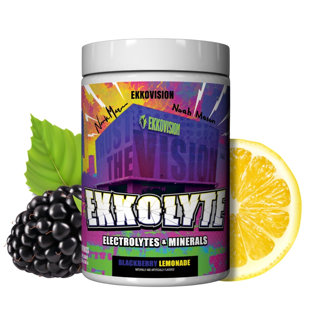 Ekkovision Ekkolyte Electrolytes & Minerals Powder, 50 MG Vitamin C & 155 MG Magnesium for Hydration Support, Essential Electrolytes for Women & Men, BlackBerry Lemonade Electrolyte Mix, 120 Servings