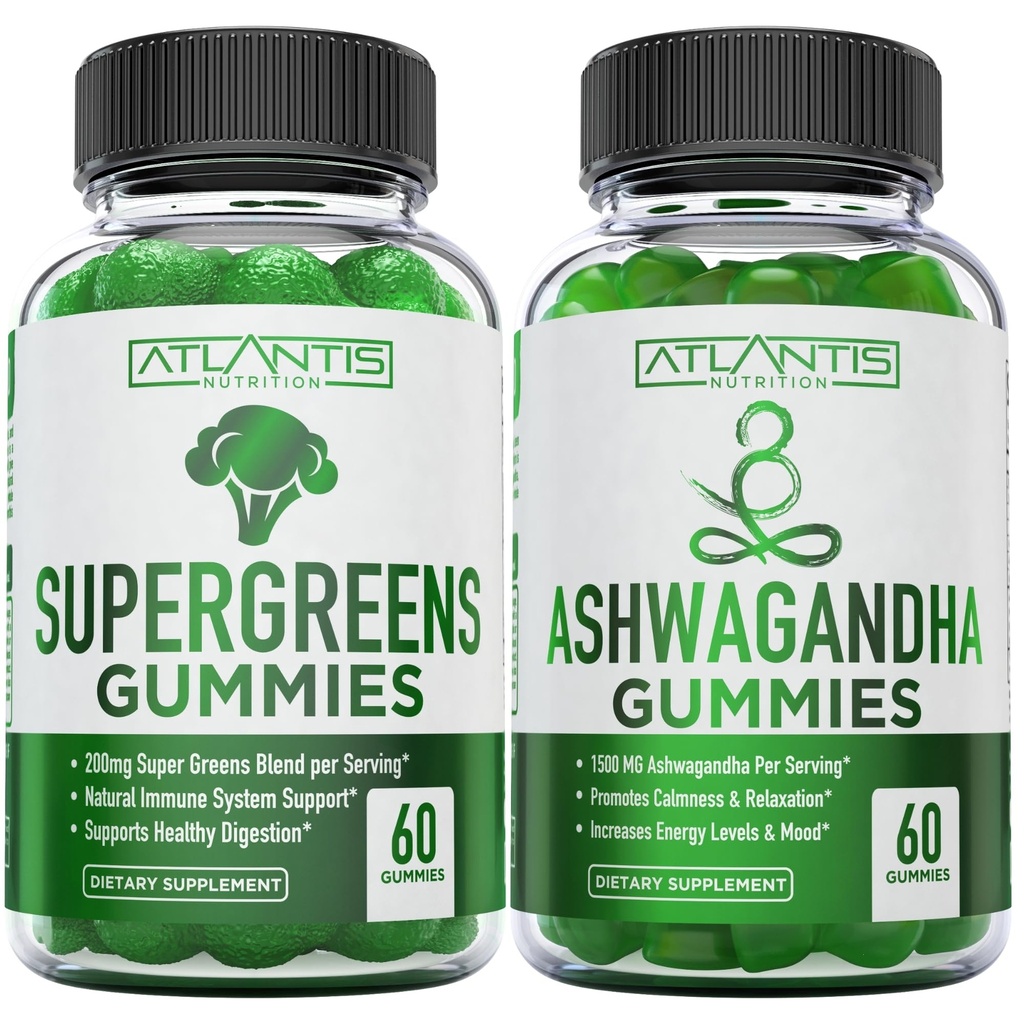 Supergreens & Ashwagandha Gummies - Ashwagandha bevordert kalmte en verbetert het immuunsysteem - Delicious Supergreens met