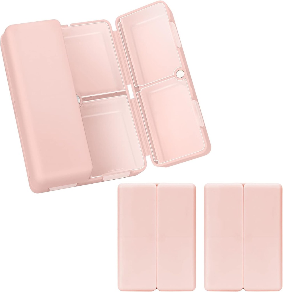FYY Daily Pill Organizer,2 Stuks 7 Compartments Portable Pill Case Travel Pill Organizer,[Folding Design] Pill Box voor Purse Pocket te houden vitamines, Cod Leverolie, Complementen en Medicatie-Roze