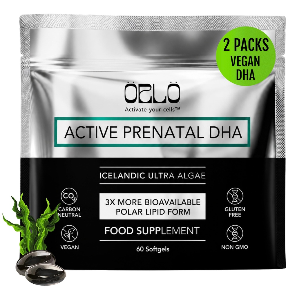 Orlo PRENATAL DHA - Prenatale DHA Omega 3 Supplement - Triple Strength Omega3s - Vegan DHA & EPA Algen Omega-3 Olie - Ondersteunt Hersenontwikkeling tijdens zwangerschap en borstvoeding (120 Mini Softgels)