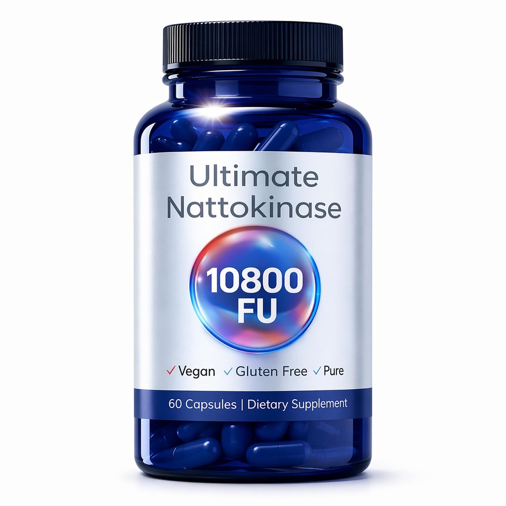 Ultimate Nattokinase 10800 fu, Nattokinase Supplement, Healthy Circulation & Daily Wellness Support,Vegan, Gluten Free, 60 Vegetarian Capsules,Non-GMO