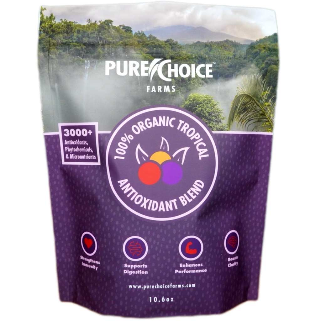 Organic Superfood Antioxidant Powder, Tropical Fruit Blend with Freeze Dried Mangosteen, Papaya, Acerola, Acai, Goji, Camu Camu, Tapioca, and Lime Juice (10.6 oz, 1 Month Supply)