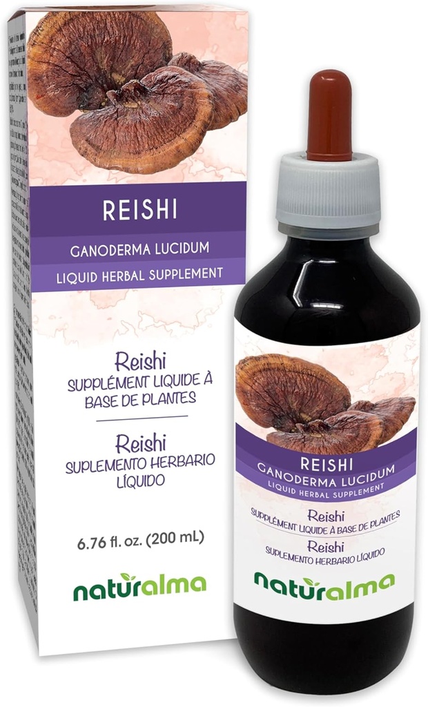 Naturarma Reishi (Ganoderma lucidum) Schimmel of paddo Alcoholvrije Tinctuur - 6,76 fl oz Liquid Extract in druppels - Kruidensupplement - Veganistisch