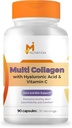 Multi Collagen Peptides Pills for Women & Men - Hydrolyzed Collagen Supplement with Hyaluronic Acid & Vitamin C - 90 Capsules, Multi Collagen Capsules for Hair, Skin, Nails & Joint support