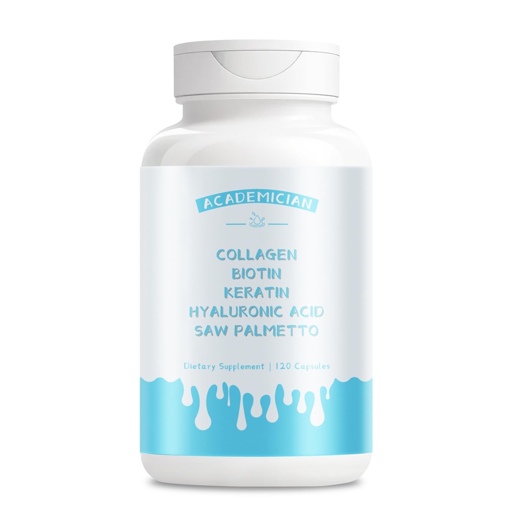 Hydrolyzed Multi Collagen Peptides Capsules for Women Saw Palmetto for Men Hyaluronic Acid Supplements Biotin 10000 Mcg Keratin and Saw Palmetto Extract - 120 Count