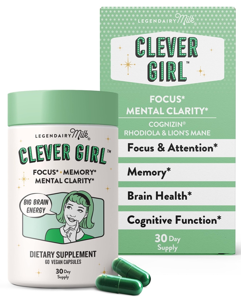 Legendairy Milk Clever Girl - Focus Supplement with Lion’s Mane & Citicoline - Nootropic Lions Mane Supplement for Memory, Focus & Mental Clarity, 30 Servings