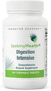Op zoek naar gezondheidsdigestie Intensief kauwbaar, uitgebreid digestief enzymsupplement, ondersteunt comfort na het eten, veganistisch en vegetarisch (180 kauwtabletten) *