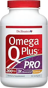 Dr Sinatra Omega Q Plus PRO – Soutien professionnel au coeur et au vieillissement en santé avec 200 mg de CoQ10 et 90 mg de resvératrol pour la production d'énergie cellulaire optimale (90 softgels)