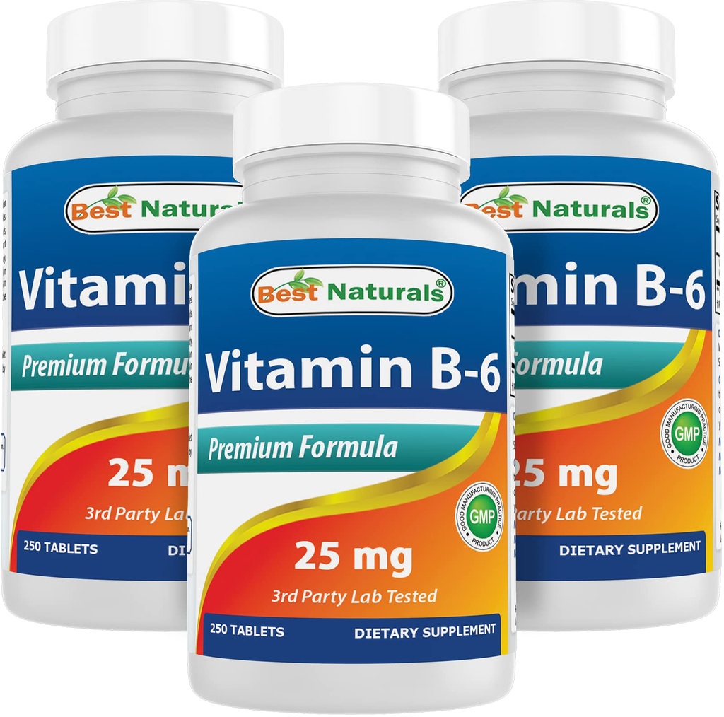 Best Naturals Vitamine B6 25mg 250 tabletten (250 telling (verpakking 3)