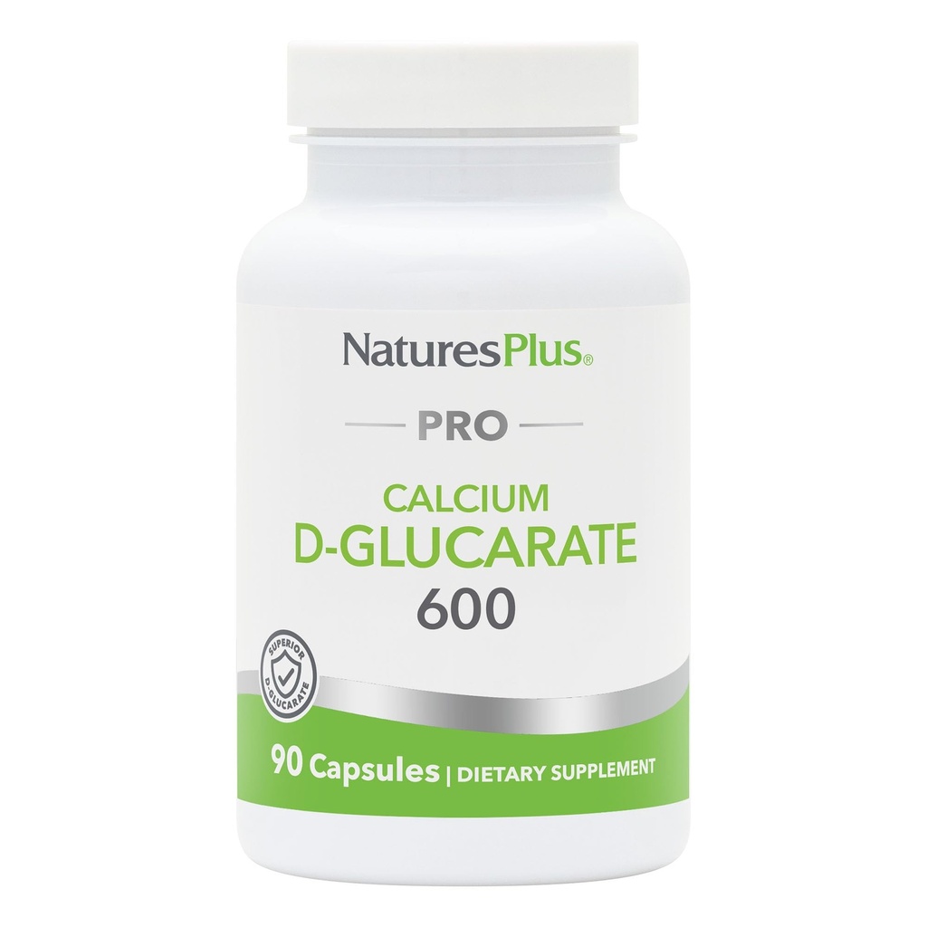 NaturesPlus PRO Calcium D-Glucaraat (CDG) 600 mg - 90 capsules - Non-GMO, Vegan, Glutenvrij, Sojavrij - 90 porties