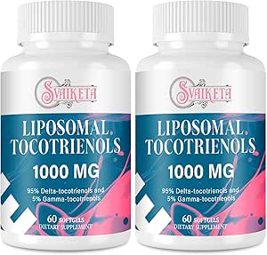 Supplément tocotriénol liposomique 1000mg, vitamine E, formule avancée avec 95% Delta-Tocotriénols et 5% Gamma-Tocotriénols - 60 Softgels (2 bouteilles)
