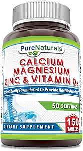Pure Naturals Calcium Magnesium Zink Vitamin D3 Supplement 