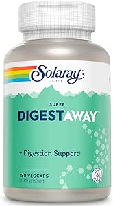 SOLARAY Super Digestaway Digestive Enzymes - Pancrean, Papain, Ginger, Pepsin, Betaine HCl, Aloë Vera, and More - Digestie & Nutrient Absorptie Ondersteuning - Lab geverifieerd - 180 VegCaps