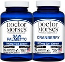 Doctor Morse's Saw Palmetto 5000mg & Cranberry 30000mg Bundle - Prostaat Gezondheid, Urinaire Tract Ondersteuning, en de algehele welzijn voor mannen en vrouwen, FDA-geregistreerd, NSF-gecertificeerd 90 Capsules
