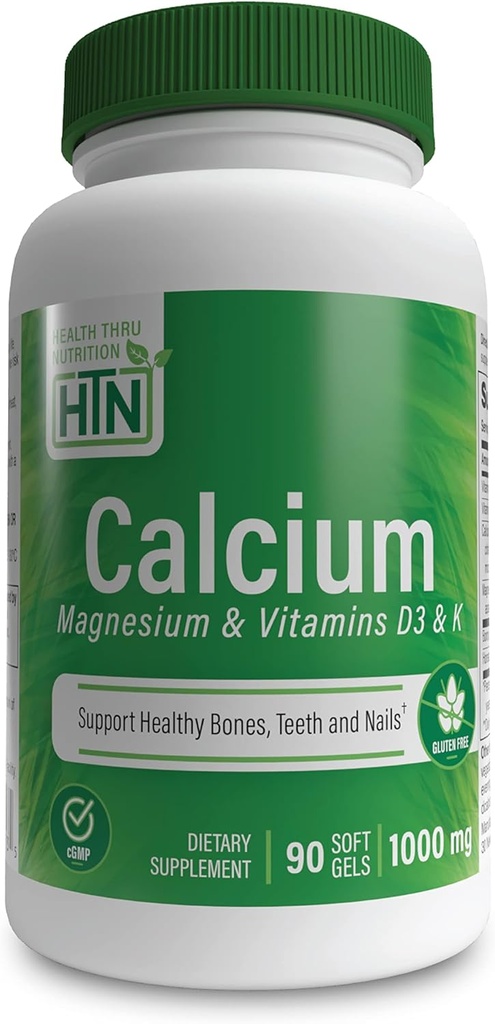 Health Thru Nutrition Calcium 1000mg en Magnesium 400mg met vitamine D3 & K (90 Softgels)