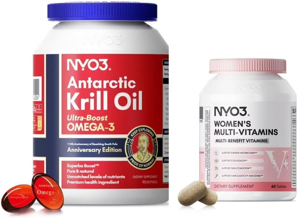 NYO3 Krill Oil Omega 3 en Multivitamine voor vrouwen, 2 Pack