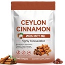 Ceylon Cinnamon Softgels 600mg with MCT Oil - 300 Softgels - High Bioavailability Support for Digestive Comfort & Overall Wellness - Non-GMO, Gluten-Free & Soy-Free Dietary Supplement