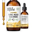 Wild & Organic Uric Acid Cleanse Drops - Tart Cherry, Kurkuma, Chanca Piedra Stone Breaker Complex for Kidney Cleanse - Uric Acid Support Supplement - Vegan, Sugar & Alcoholvrije Tinctuur - 2 oz