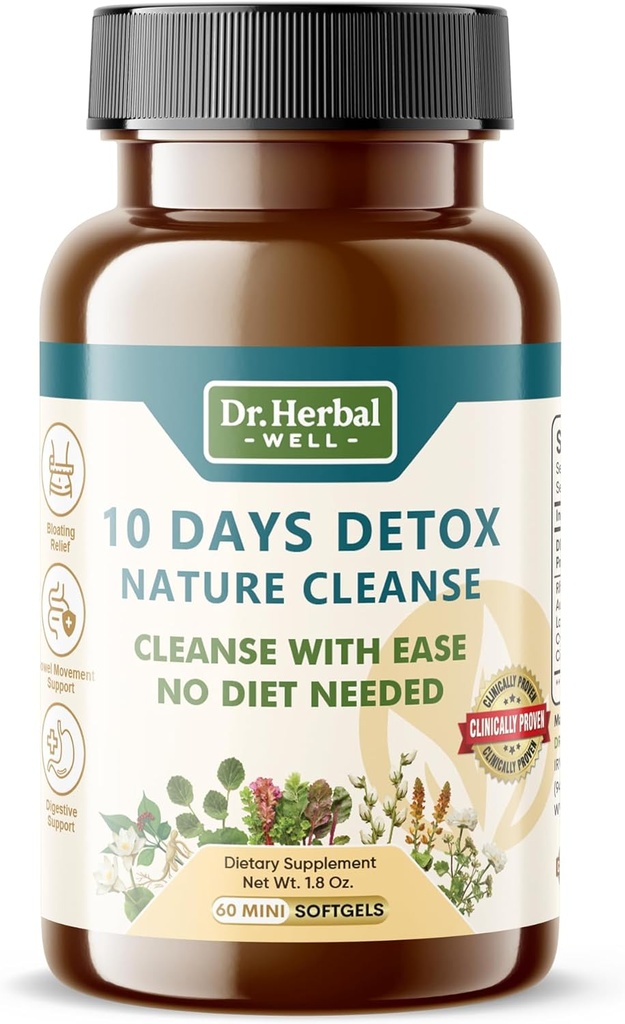 10 jours Detox Nettoyez naturel avec la facilité Aucun régime nécessaire (60 mini softgels)