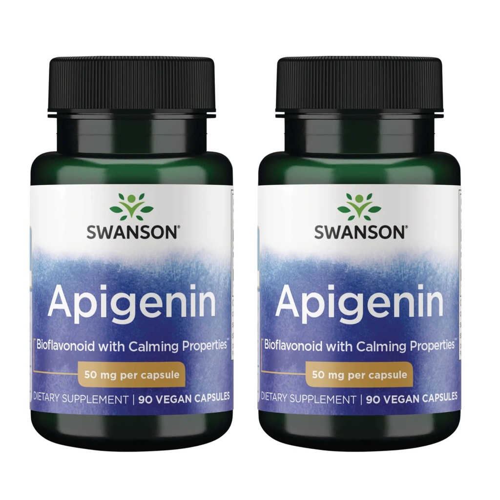 Swanson Apigenin-Bioflavonoïde Supplément Prostate Support naturel-Métabolisme et Nerve Soutien de la santé-Peut soutenir le sommeil et la relaxation 90 Caps, 50mg Chaque 2 Pack