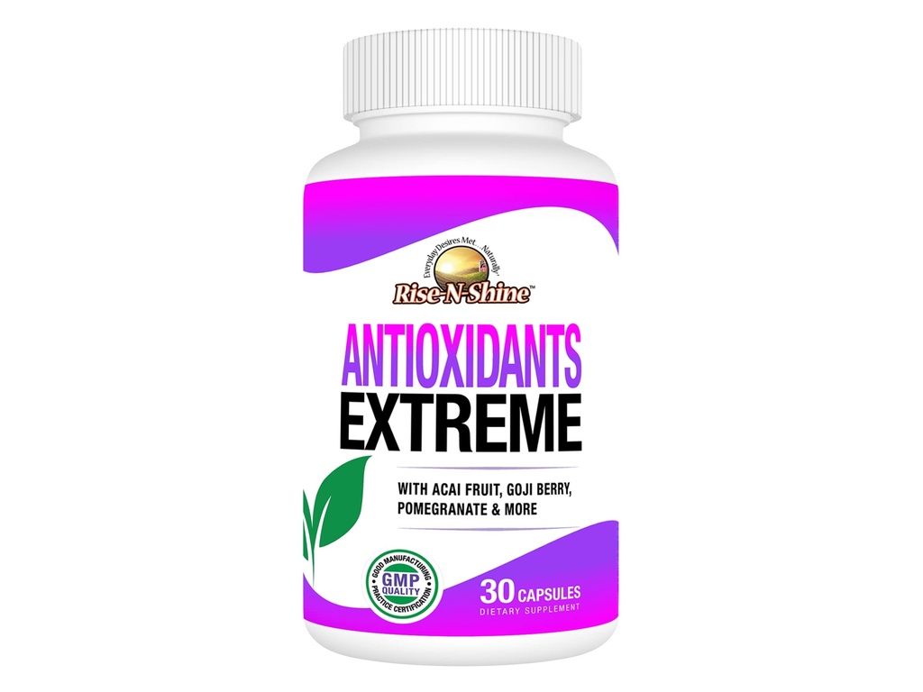 Rise-N-Shine Antioxidants Supplement - Acai Fruit, Goji Berry, Resveratrol Supplement for Immune Support - Antioxidant Formula for Wellness Support - 30-Day Supply (30 Capsules)