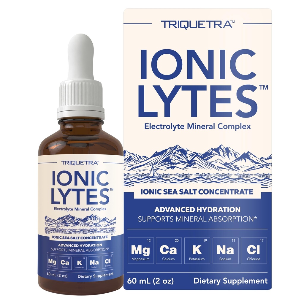 Ionic Lytes™ Electrolyte Mineral Complex with Ionic Sea Salt, Fulvic & Humic Acid - Supports Hydration, Electrolyte & Mineral Balance & Muscle Function (2 oz) - Soy-Free, Gluten-Free, cGMP