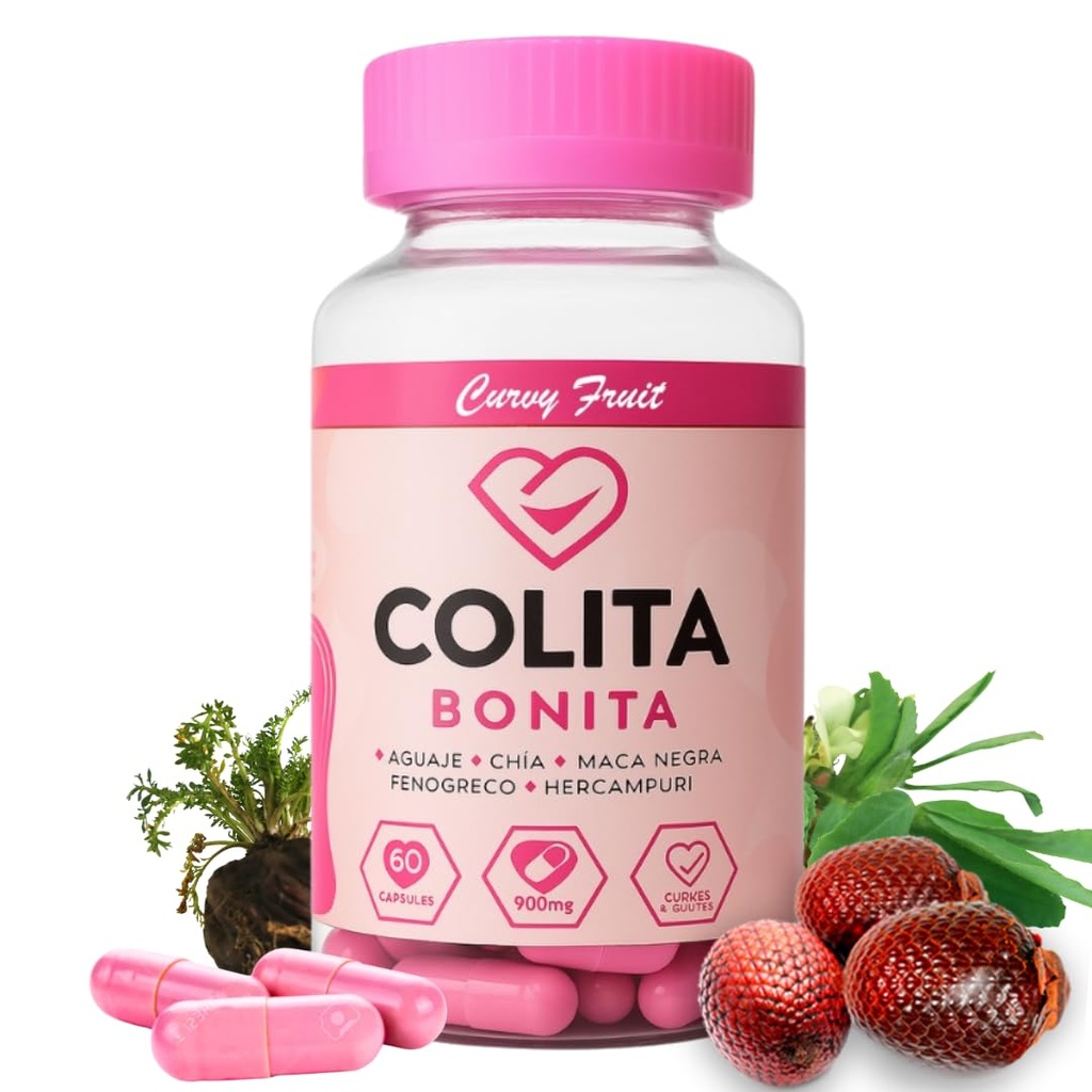 Colita Bonita – Aguaje, Black Maca & Fenugreek Pills – Natural Booty Growth & Hip Shaping Supplement – Supports Curves, Hormonal Balance & Waist Definition – 60 Capsules (30-Day Supply)