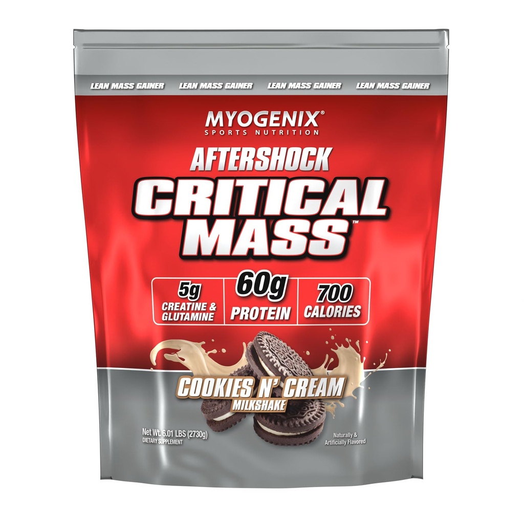 Myogenix Critical Mass Gainer – Muscle Mass Weight Gain Supplement, Zero Lactose Whey Protein Powder – Anabolic Whey Protein – Cookies & Cream (5 lbs)
