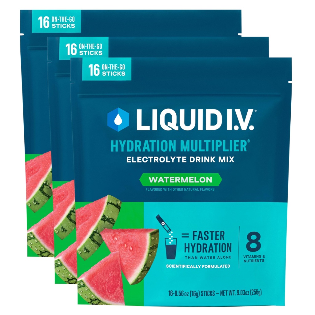 Liquid I.V.® Hydration Multiplier - Watermelon | Electrolyte Powder Drink Mix | 3 Pack (48 Servings)