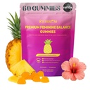 Premium Feminine Balance Gummies - for Women’s Health & Wellness - Immune Support - Vegan, Gluten-Free - Hawaiian Pineapple - 60 Gummies - 30 Servings