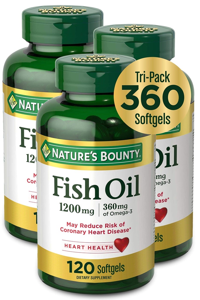 Natures Huile de poisson, 1200mg, 360mg d'Oméga-3, 120 (3 Pack, 360 Total) Softgels 120 Softgels