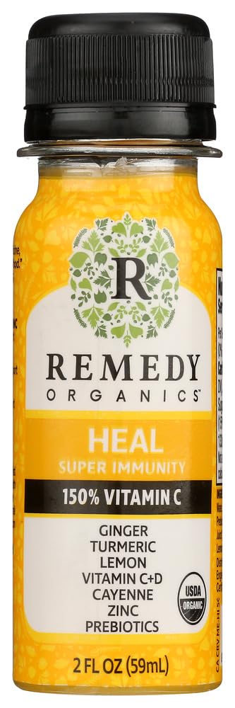 Remedy Organics Immunity Plus Shot, Heal Me | Boost Energy, Brain Function, Detoxification, and Metabolism | Brain Juice | Certified-Organic Ingredients 12 Packs