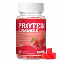 Protein Gummies, 144g Protein Per Bottle, Zero Sugar, Low-Calorie, Protein for Daily Vitality, Guilt-Free and Easy to Enjoy, Strawberry Flavor, 60 Gummies (red)